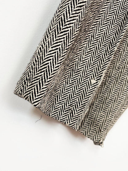 x3 vintage 80s ports silk - wool herringbone suit set | blazer | trousers | midi skirt - good market thrift store