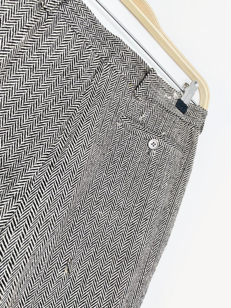 x3 vintage 80s ports silk - wool herringbone suit set | blazer | trousers | midi skirt - good market thrift store