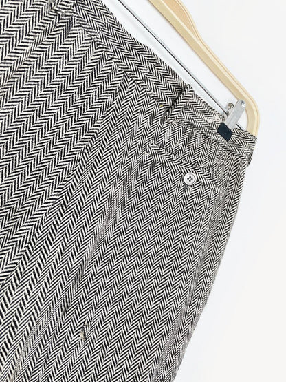 x3 vintage 80s ports silk - wool herringbone suit set | blazer | trousers | midi skirt - good market thrift store