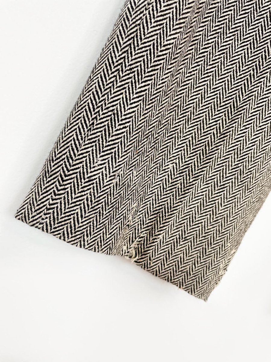 x3 vintage 80s ports silk - wool herringbone suit set | blazer | trousers | midi skirt - good market thrift store