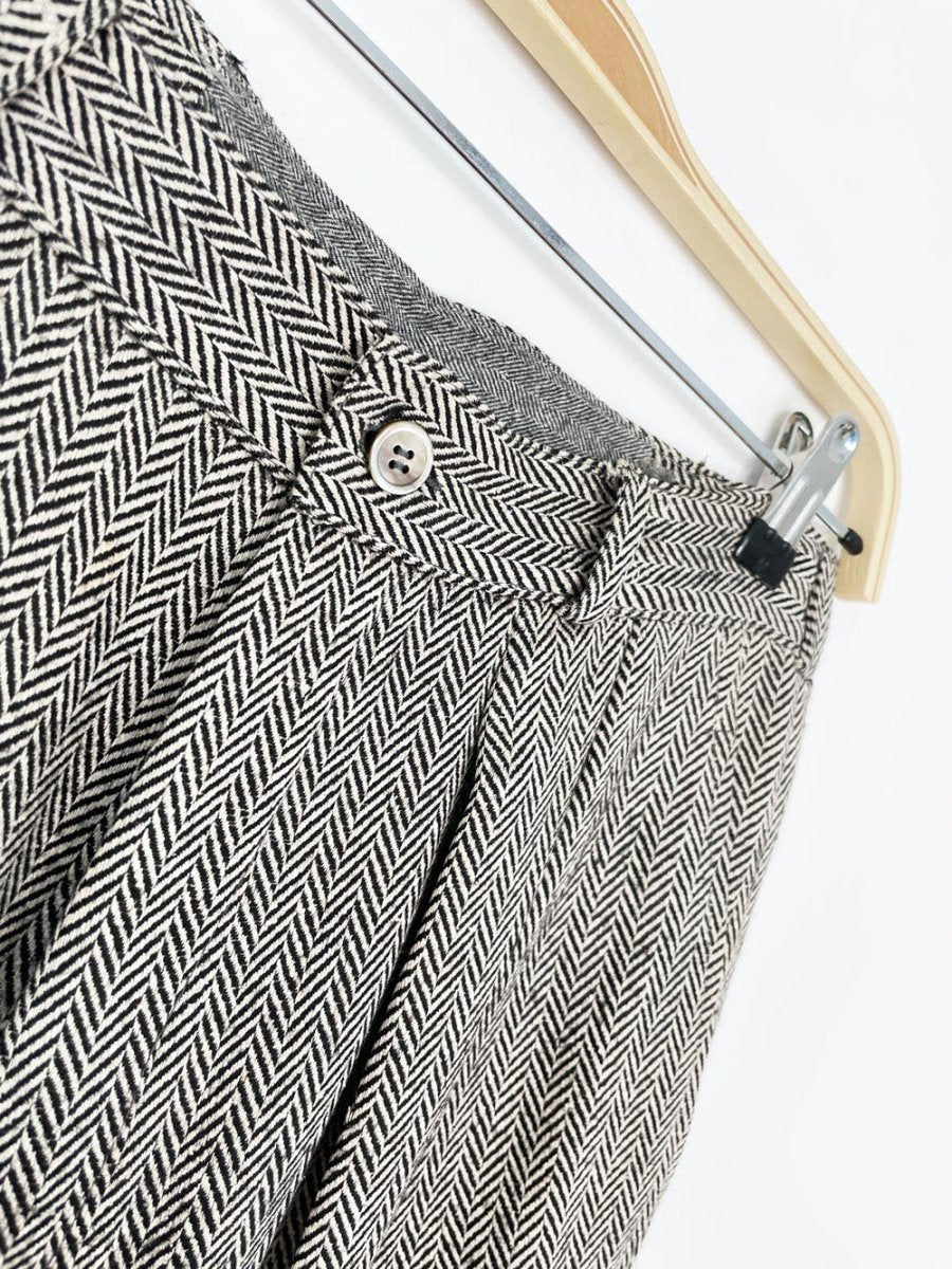 x3 vintage 80s ports silk - wool herringbone suit set | blazer | trousers | midi skirt - good market thrift store
