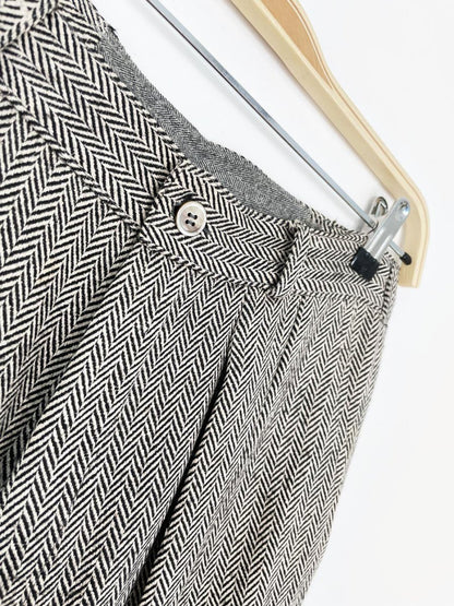 x3 vintage 80s ports silk - wool herringbone suit set | blazer | trousers | midi skirt - good market thrift store