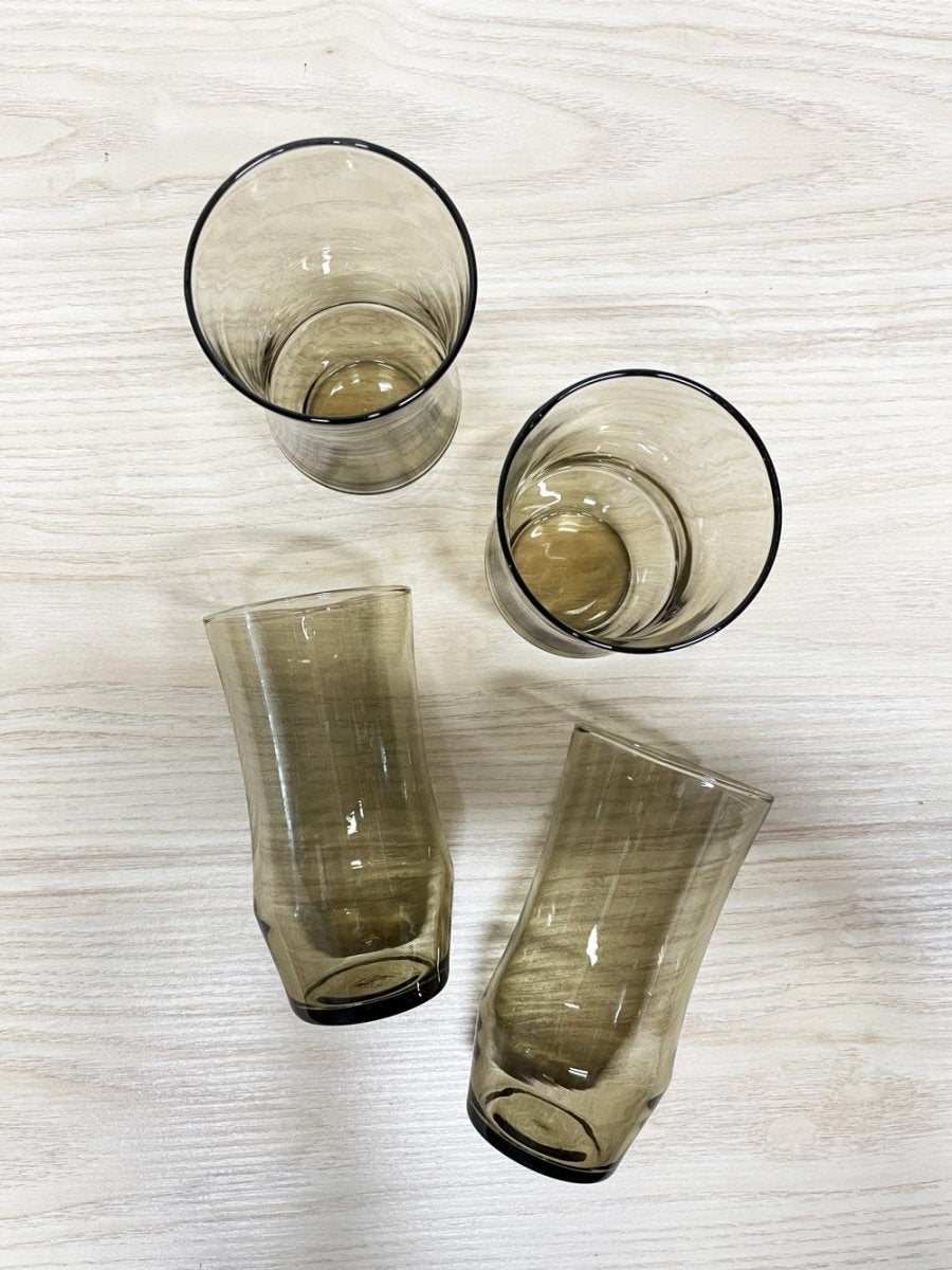 x4 vintage 70s libbey apollo smoke glass tumblers - good market thrift store