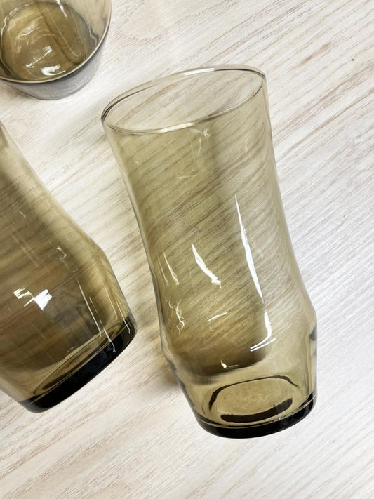 x4 vintage 70s libbey apollo smoke glass tumblers - good market thrift store