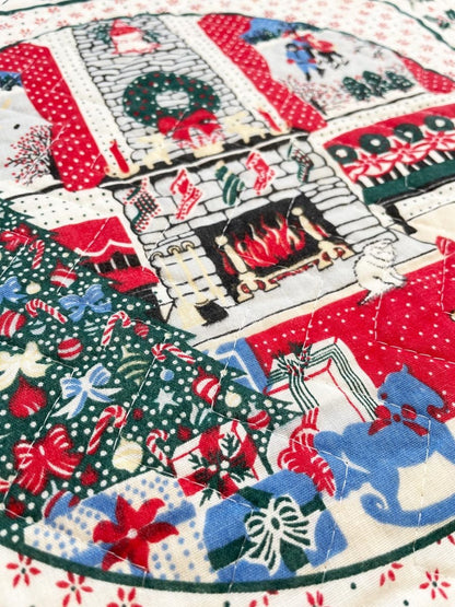 x4 vintage 80s quilted square holiday scene placemats - good market thrift store