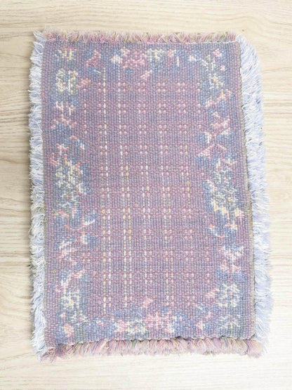 x4 vintage 90s woven spring floral placements - good market thrift store