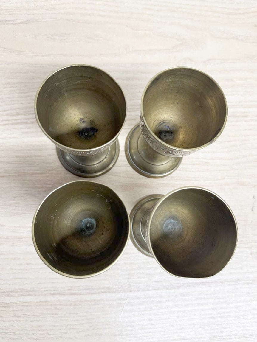 x4 vintage brass cups - good market thrift store