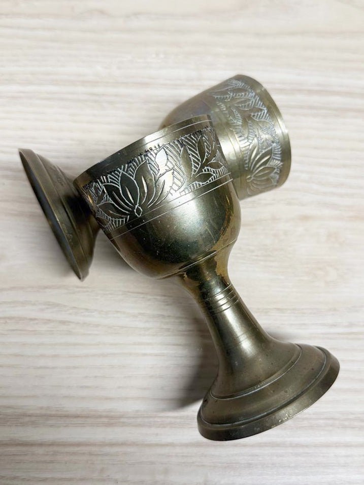 x4 vintage brass cups - good market thrift store