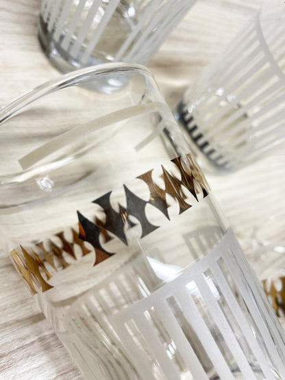 x4 vintage dominion mcm ace of spades gold + white tumblers - good market thrift store