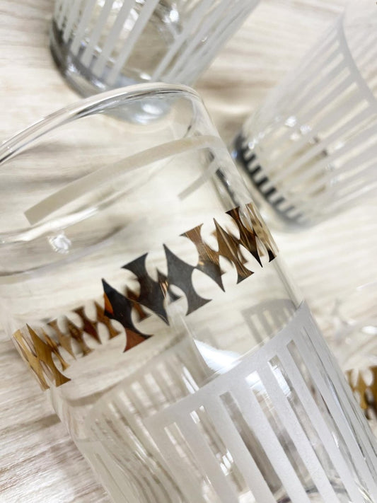 x4 vintage dominion mcm ace of spades gold + white tumblers - good market thrift store