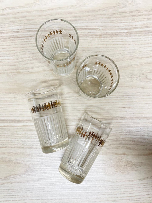 x4 vintage dominion mcm ace of spades gold + white tumblers - good market thrift store