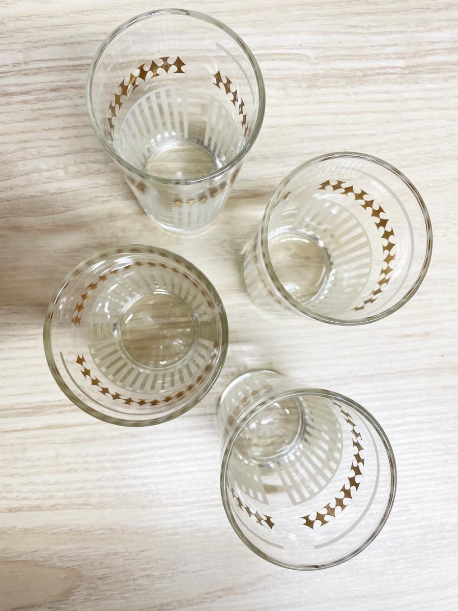 x4 vintage dominion mcm ace of spades gold + white tumblers - good market thrift store