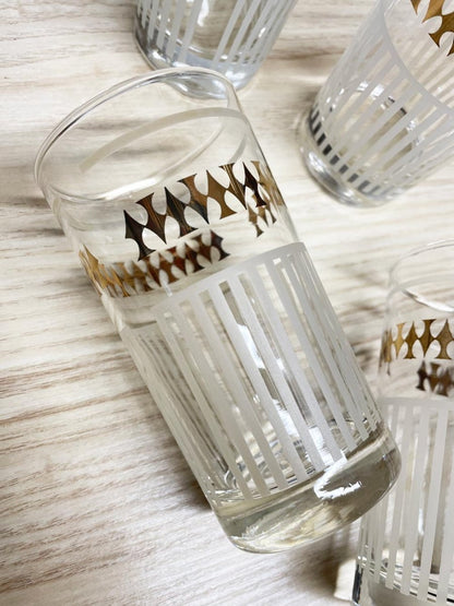 x4 vintage dominion mcm ace of spades gold + white tumblers - good market thrift store