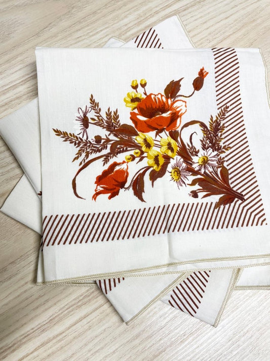 x4 vintage fall florals cotton napkins - good market thrift store