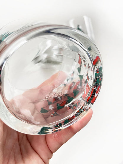 x4 vintage holiday scene + tree rock glass | made in brazil - good market thrift store