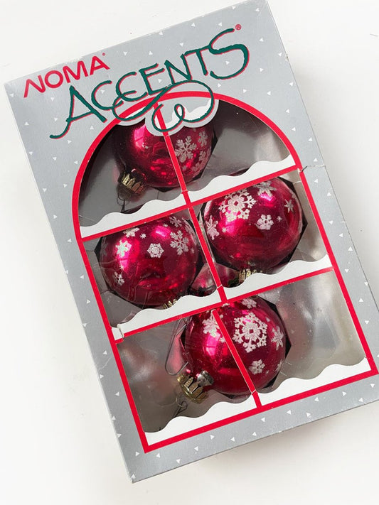 x4 vintage noma snowflake dusted pink glass ornaments - good market thrift store