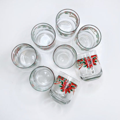 x4 vintage poinsettia short tumblers - good market thrift store