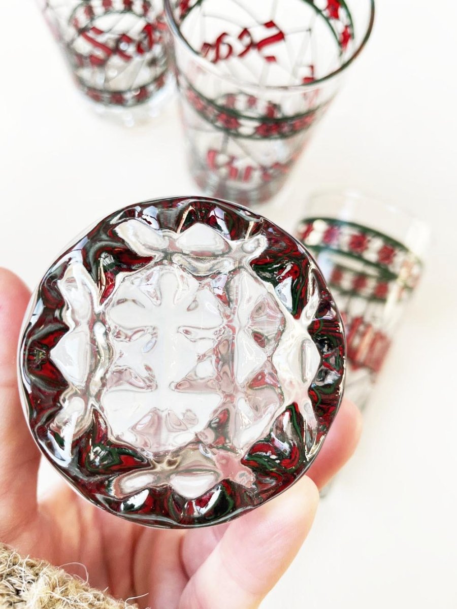 x4 vintage seasons greetings stained glass tumblers - good market thrift store