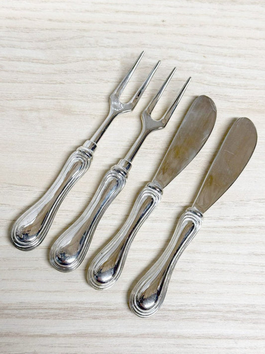 x4 vintage silver cheese board cutlery - good market thrift store