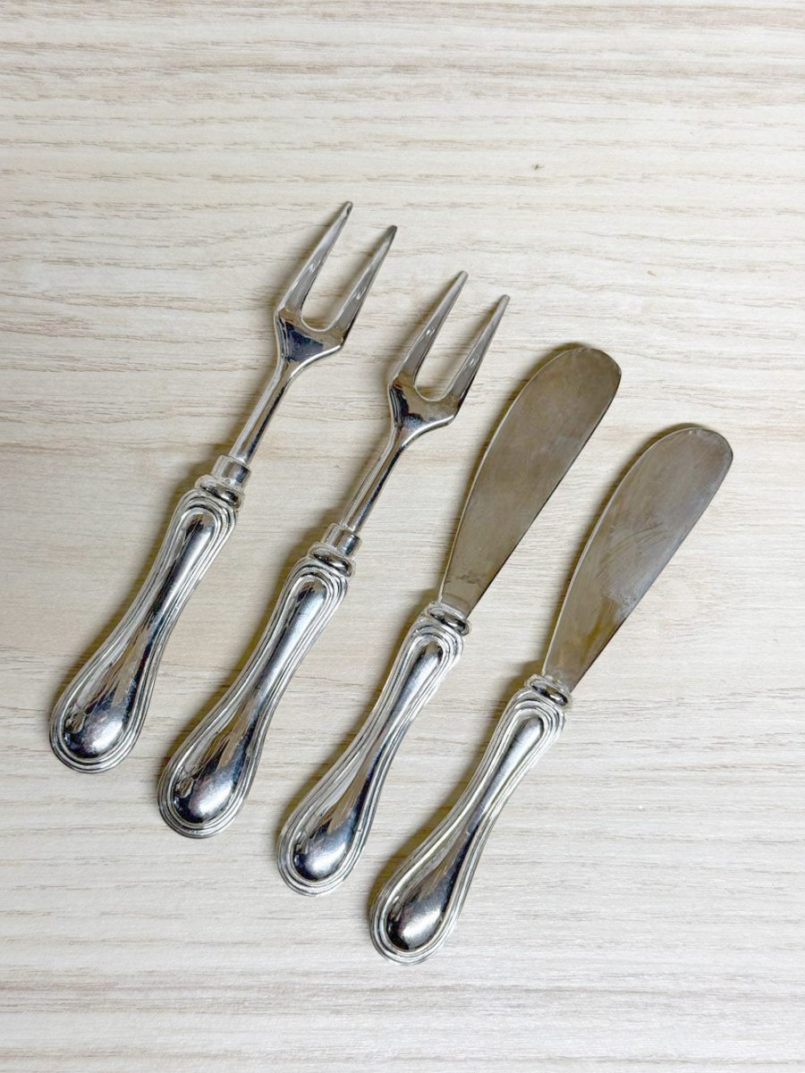 x4 vintage silver cheese board cutlery - good market thrift store