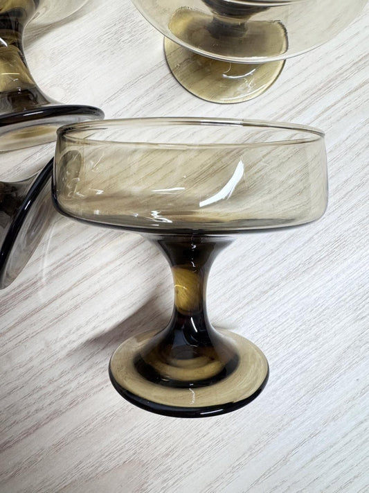 x6 vintage libby smoke glass coupe champagne glassware - good market thrift store