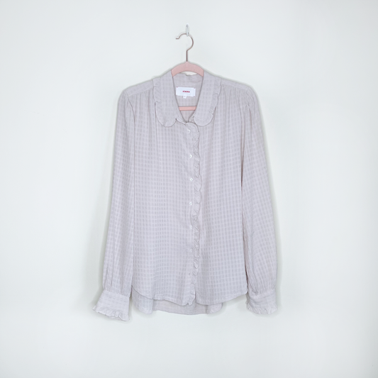 xirena hale textured ruffled shirt in opal - size small