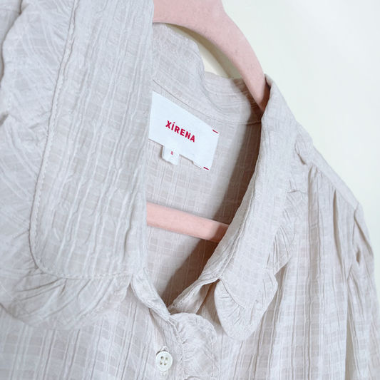 xirena hale textured ruffled shirt in opal - size small