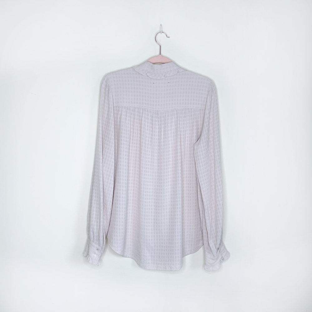 xirena hale textured ruffled shirt in opal - size small