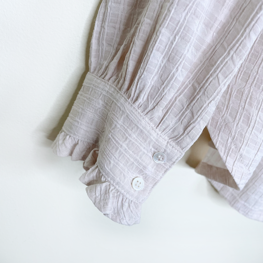 xirena hale textured ruffled shirt in opal - size small