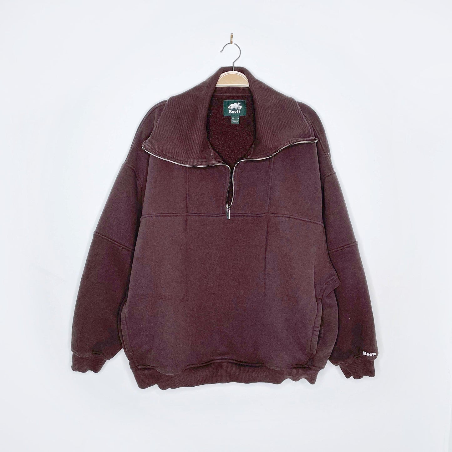 roots cloud brown 1/2 zip sweatshirt