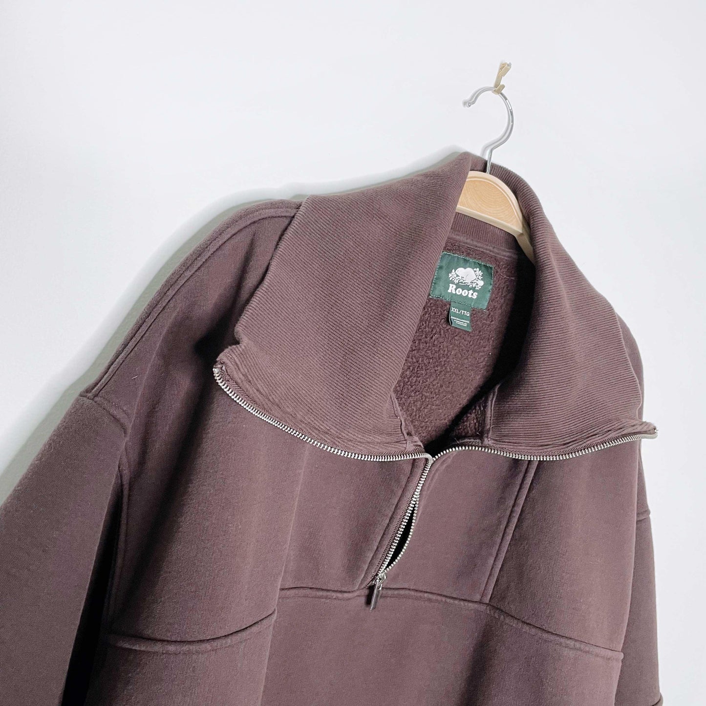 roots cloud brown 1/2 zip sweatshirt