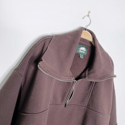 roots cloud brown 1/2 zip sweatshirt