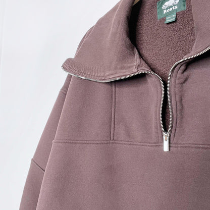 roots cloud brown 1/2 zip sweatshirt