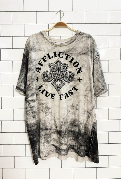 y2k affliction live fast velvet flocked tee - good market thrift store