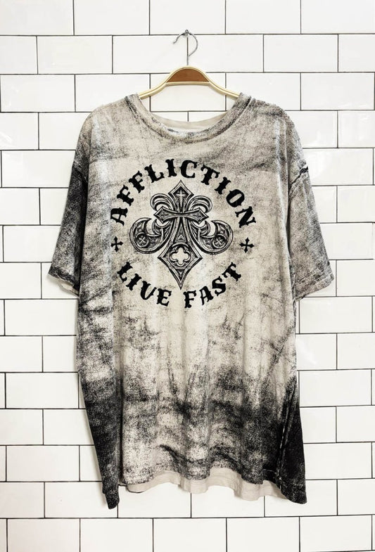 y2k affliction live fast velvet flocked tee - good market thrift store