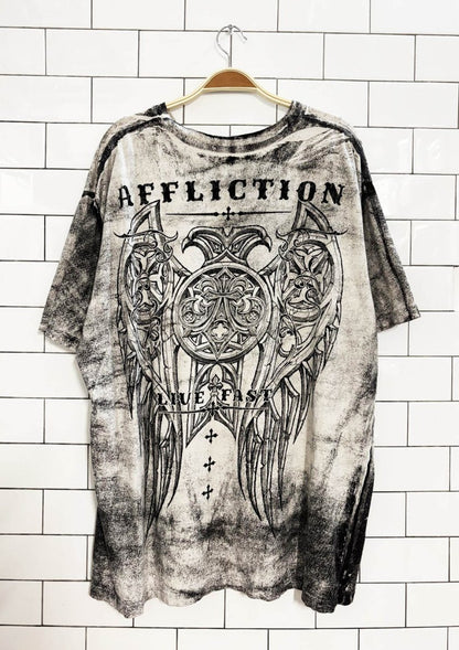 y2k affliction live fast velvet flocked tee - good market thrift store