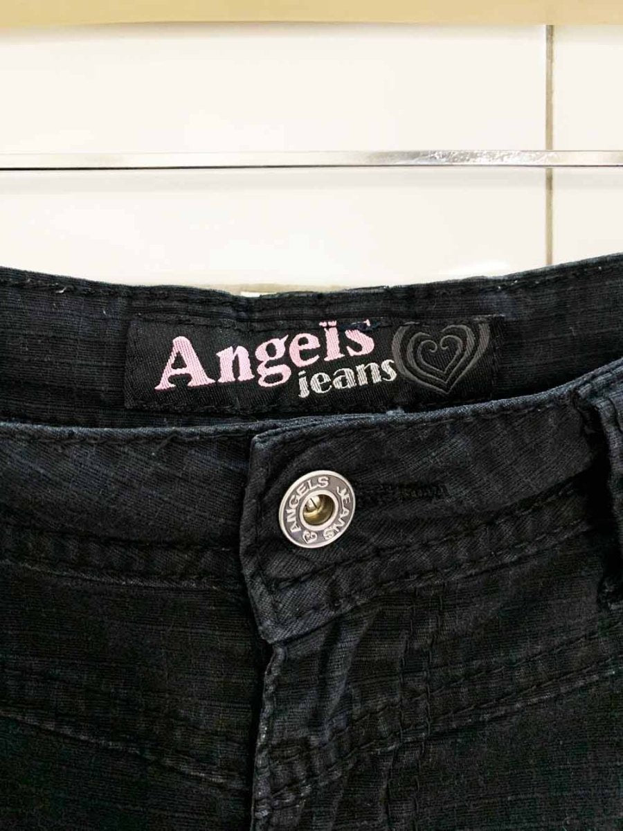 y2k angels jeans lace up hem capris cropped pant - good market thrift store