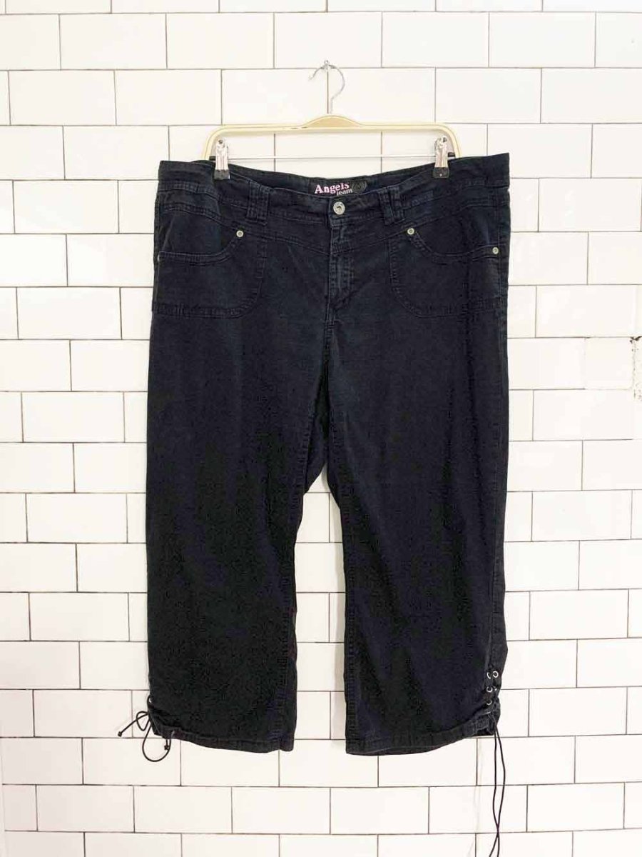 y2k angels jeans lace up hem capris cropped pant - good market thrift store