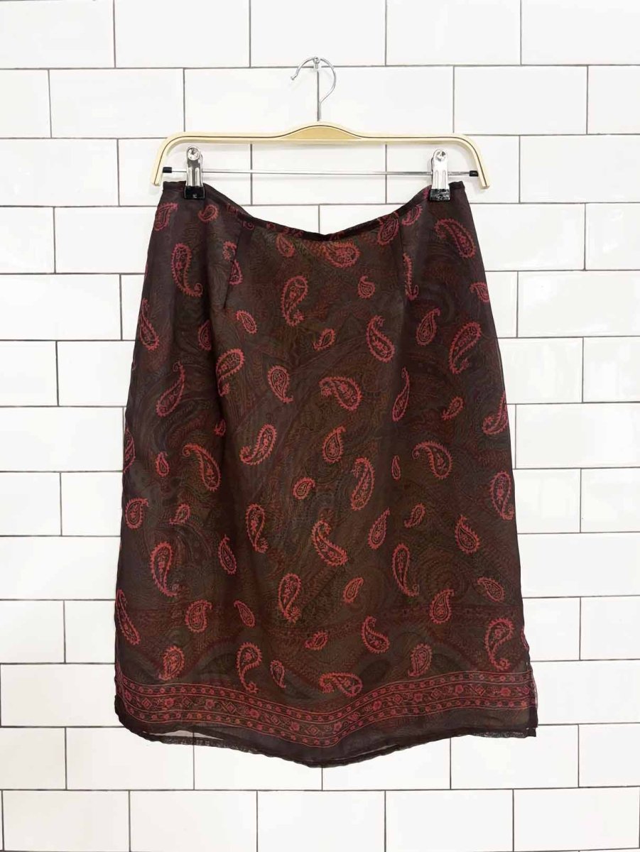 y2k apostrophe paisley chiffon knee - length skirt - good market thrift store