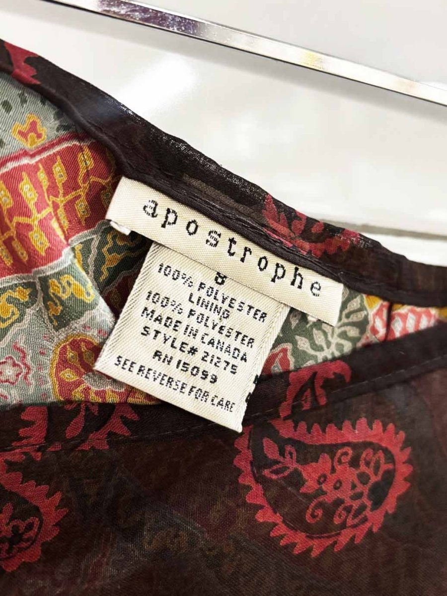 y2k apostrophe paisley chiffon knee - length skirt - good market thrift store