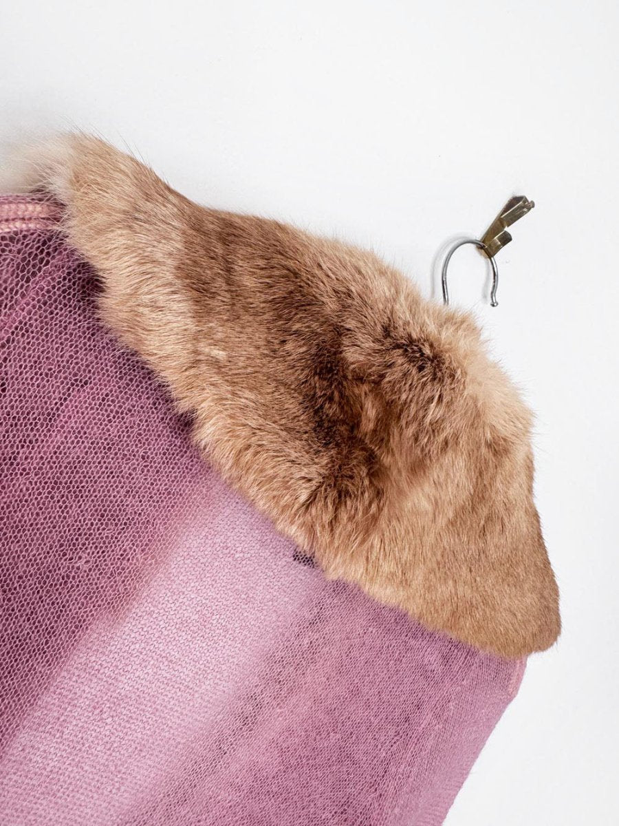 y2k arden b luxe rabbit fur collar mohair-wool knit cardigan - good market thrift store