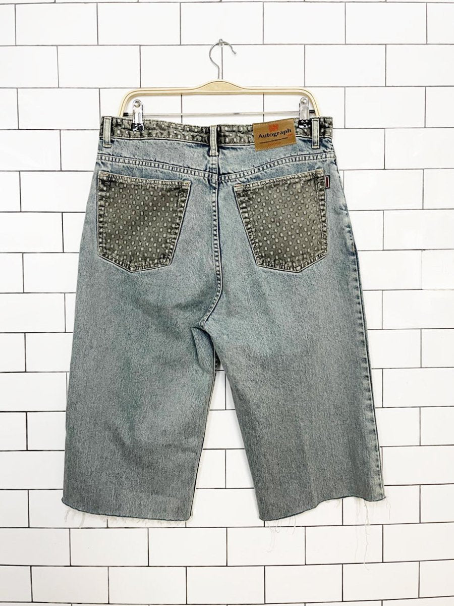 y2k autograph 1888 embroidered long denim shorts | jorts - good market thrift store