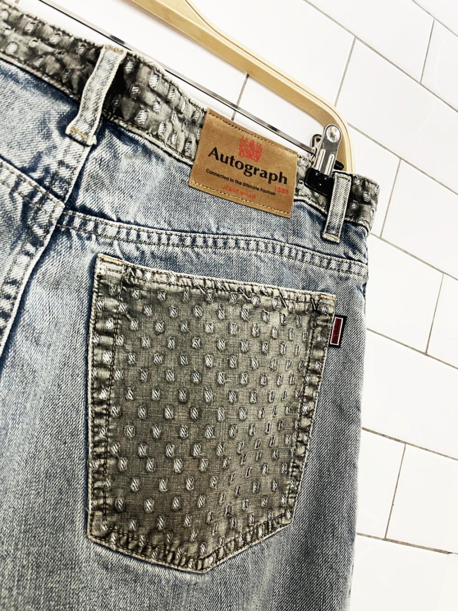 y2k autograph 1888 embroidered long denim shorts | jorts - good market thrift store