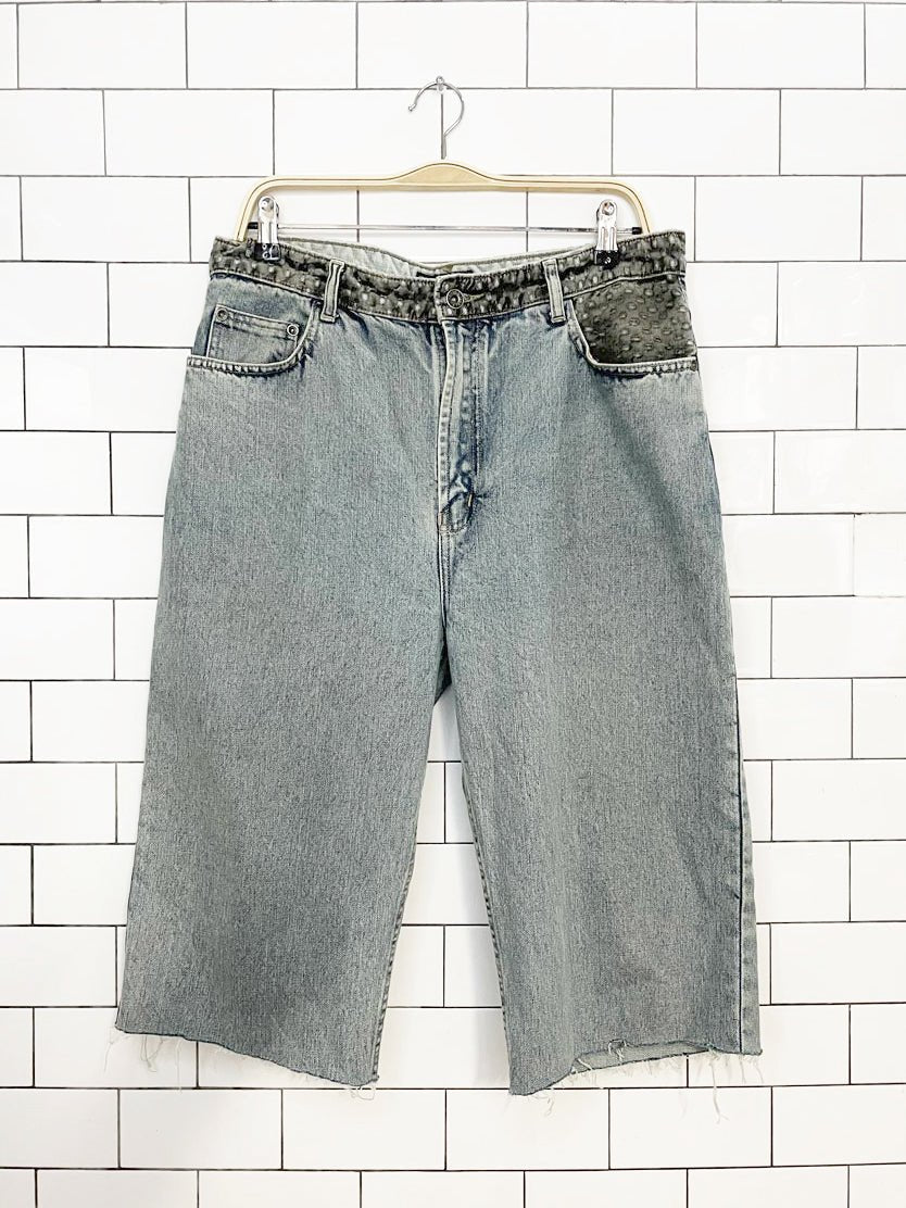 y2k autograph 1888 embroidered long denim shorts | jorts - good market thrift store