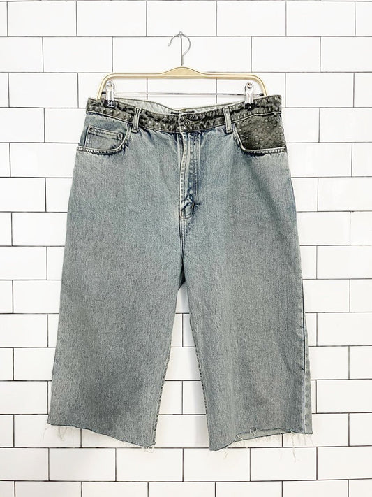 y2k autograph 1888 embroidered long denim shorts | jorts - good market thrift store