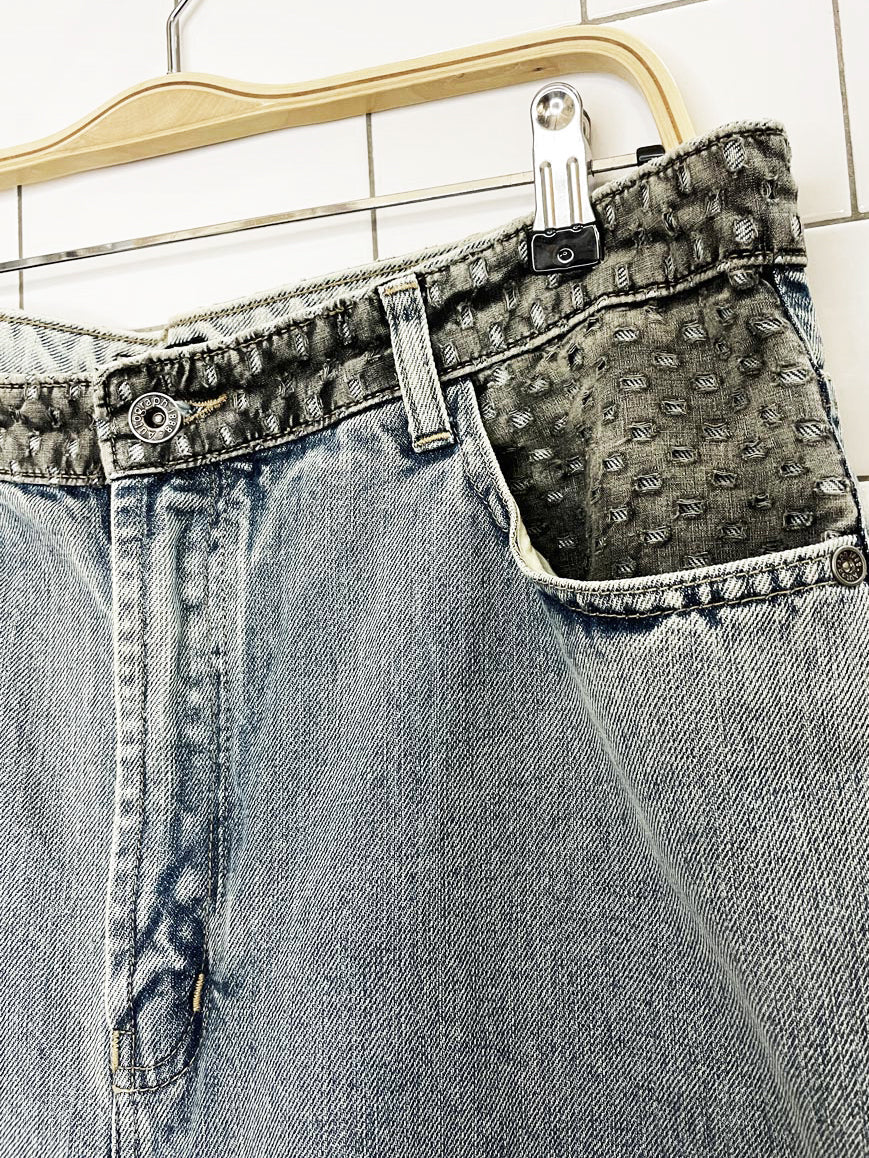 y2k autograph 1888 embroidered long denim shorts | jorts - good market thrift store
