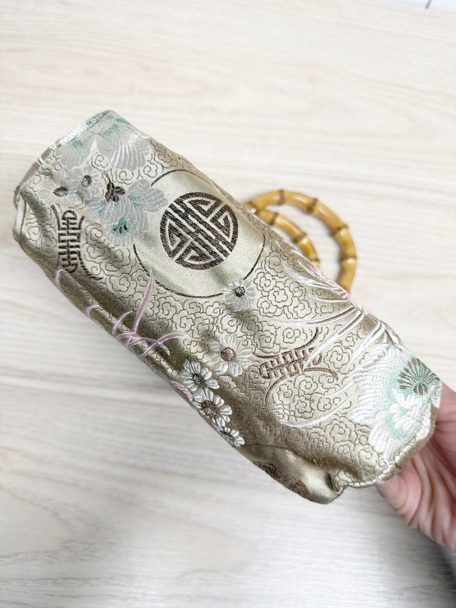 y2k bamboo handle satin brocade handbag - good market thrift store