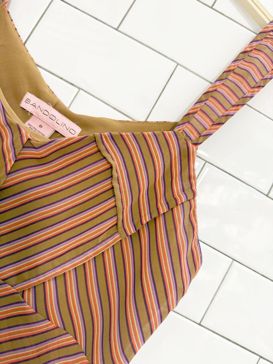 y2k bandolino striped flowy chiffon tank - good market thrift store