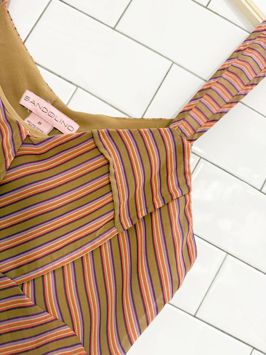 y2k bandolino striped flowy chiffon tank - good market thrift store