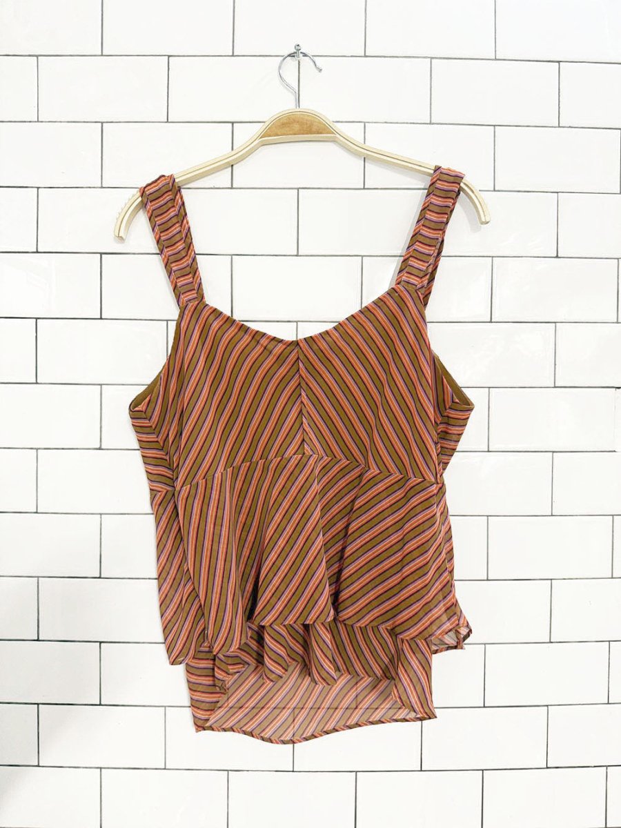 y2k bandolino striped flowy chiffon tank - good market thrift store